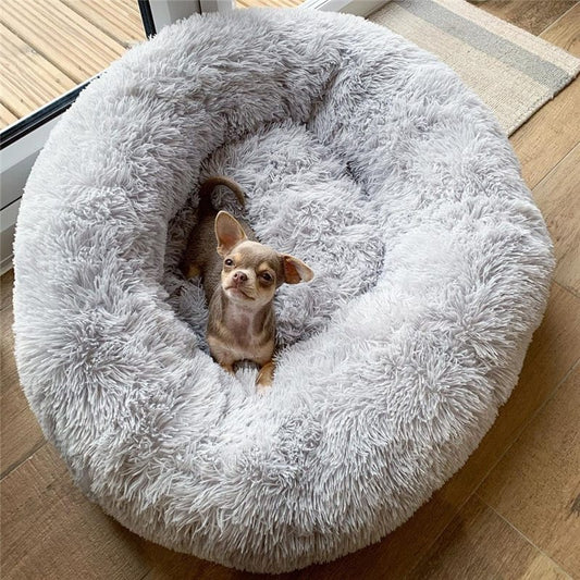 Plush Dog Bed with Washable Cover - Comfortable Pet Lounger