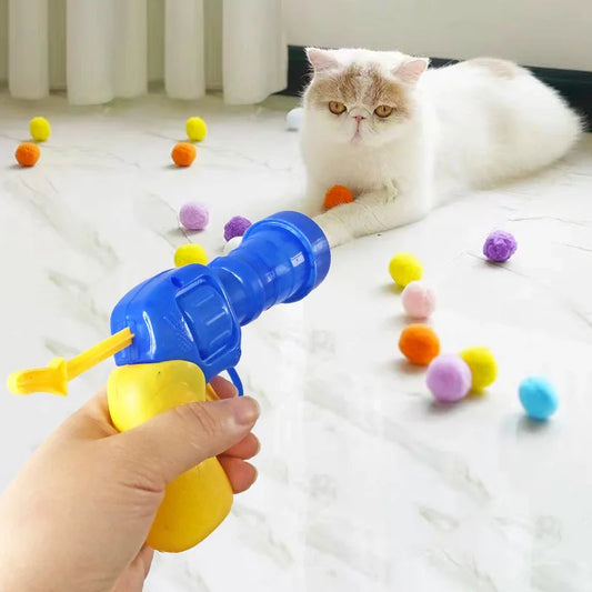 Interactive Cat Launcher Toy with Mini Plush Balls