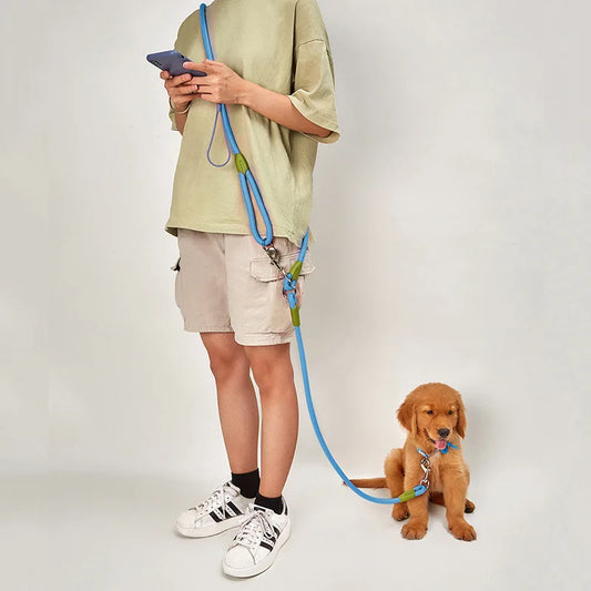 Reflective Hands-Free Nylon Dog Leash - Adjustable Traction Rope for Running and Walking